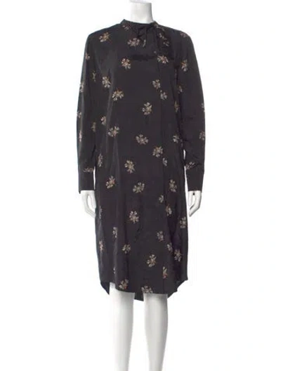 Pre-owned Vince Floral Print Midi Length Dress In Gray