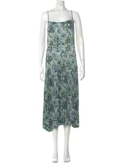Pre-owned Vince Floral Print Midi Length Dress In Green