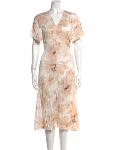 Pre-owned Vince Floral Print Midi Length Dress In Neutral