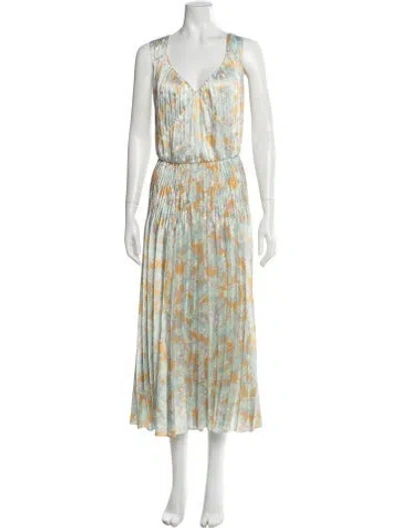 Pre-owned Vince Floral Print Midi Length Dress In Neutral