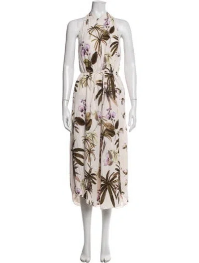 Pre-owned Vince Floral Print Midi Length Dress In Neutral