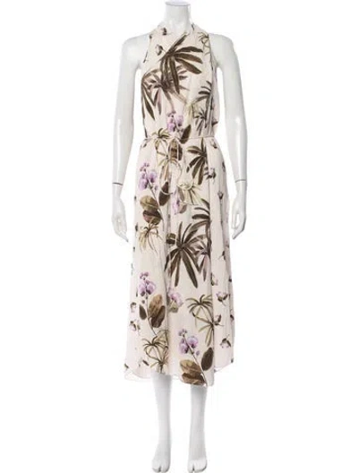 Pre-owned Vince Floral Print Midi Length Dress In Neutrals
