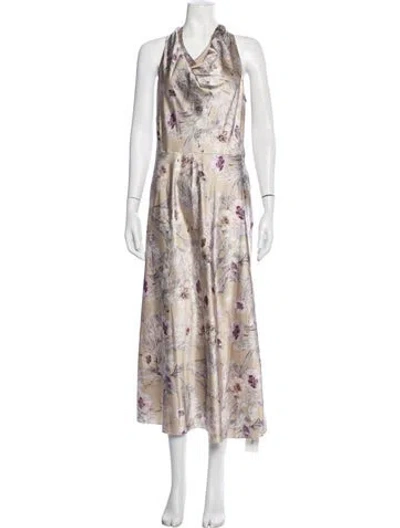 Pre-owned Vince Floral Print Midi Length Dress In Neutrals