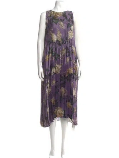 Pre-owned Vince Floral Print Midi Length Dress In Purple