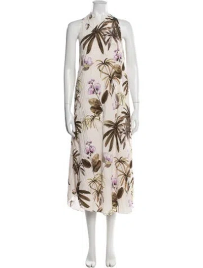 Pre-owned Vince Floral Print Midi Length Dress In White