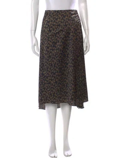 Pre-owned Vince Floral Print Midi Length Skirt In Black