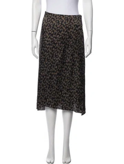 Pre-owned Vince Floral Print Midi Length Skirt In Black