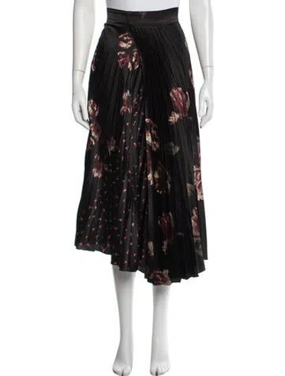 Pre-owned Vince Floral Print Midi Length Skirt In Black