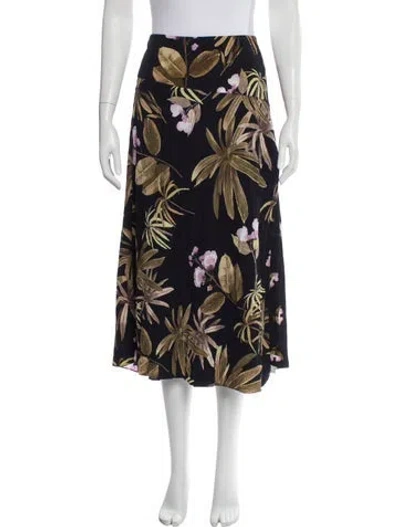 Pre-owned Vince Floral Print Midi Length Skirt In Blue
