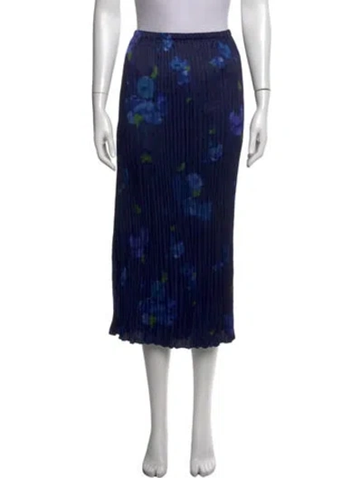 Pre-owned Vince Floral Print Midi Length Skirt In Blue