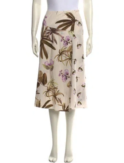 Pre-owned Vince Floral Print Midi Length Skirt In Neutral