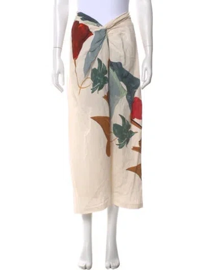 Pre-owned Vince Floral Print Midi Length Skirt In Neutral