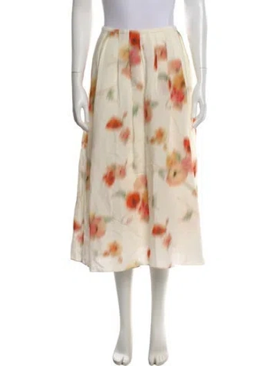Pre-owned Vince Floral Print Midi Length Skirt W/ Tags In Neutral