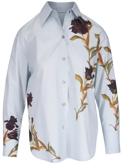Vince Floral-print Shirt In Blue