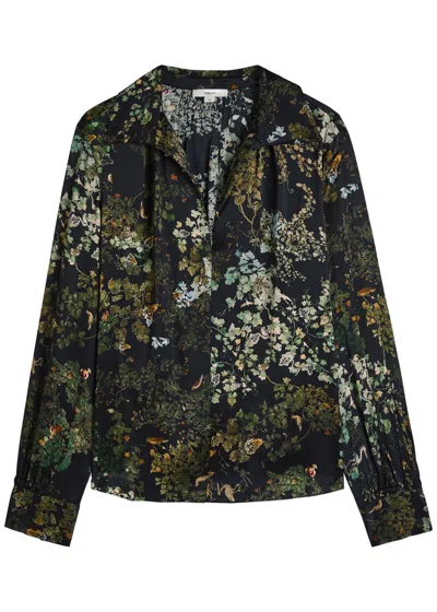 Vince Floral-print Silk Blouse In Multi