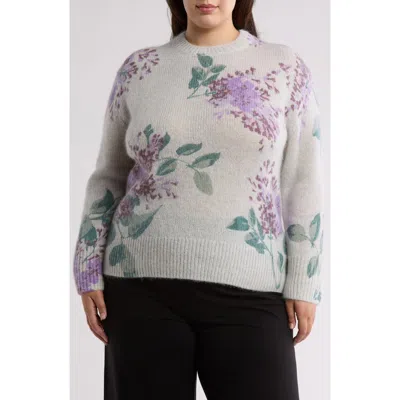 Vince Floral Print Sweater In Natural Combo