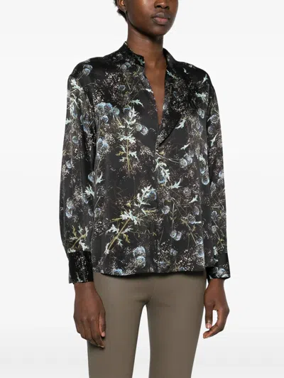 Vince Floral Shirt In Black