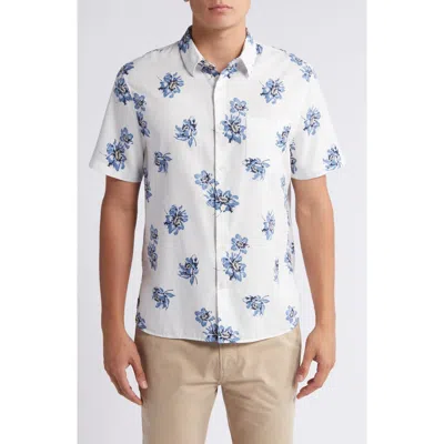 Vince Floral Short Sleeve Button-up Shirt In Classic Cream/ Nocturne