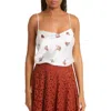 Vince Floral Silk Camisole Top In Optic White