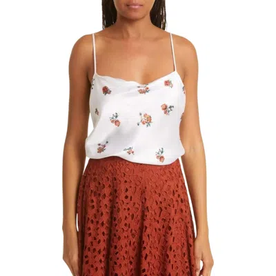 Vince Floral Silk Camisole Top In Optic White