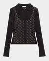 Vince Floral Lace Button-up Shirt In Black