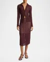 Vince Floral Smocked Long-sleeve Button-front Top In Cherry Night