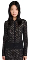 Vince Smocked Collared Top In Black