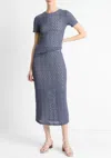 Vince Floral Smocked Midi Skirt In Mauve Thistle In Blue