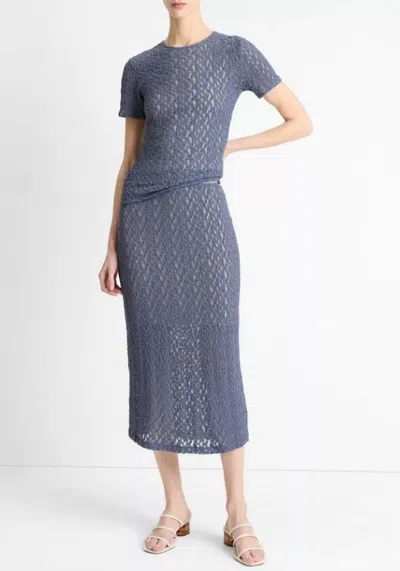 Vince Floral Smocked Midi Skirt In Mauve Thistle In Blue