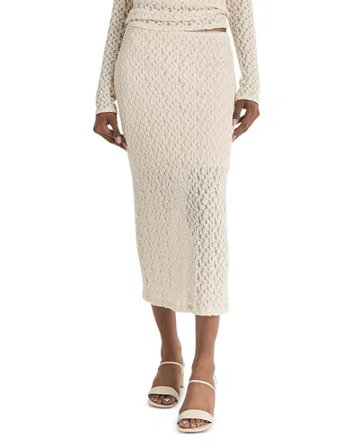 Vince Floral Smocked Midi Skirt In White Sand