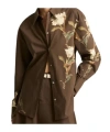 Vince Placement Print Button Front Shirt In Brown