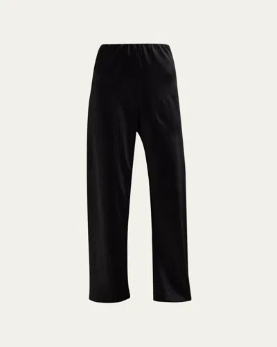 Vince Fluid Bias-cut Crushed Satin Pants In Black