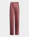Vince Fluid Bias-cut Crushed Satin Pants In Rose Jam