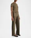 Vince Fluid Bias-cut Crushed Satin Pants In Vine