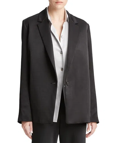 Vince Fluid Satin Blazer In 001blk-black