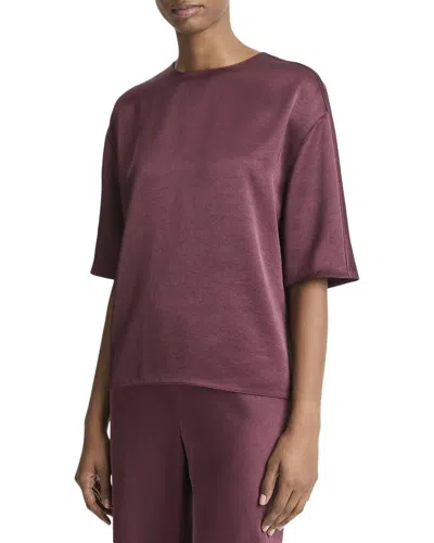 Vince Fluid Satin Blouse In Brown