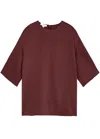 Vince Fluid Satin T-shirt In Dark Red