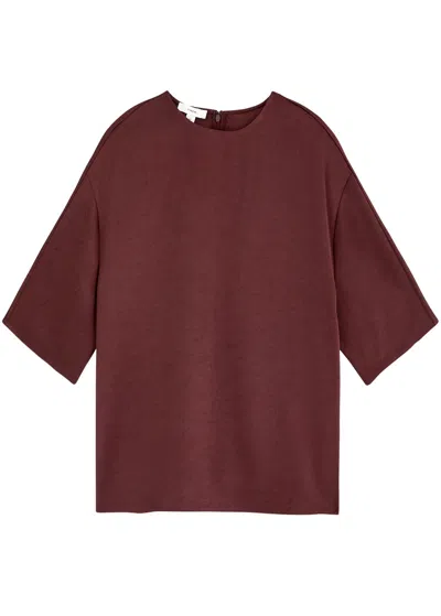 Vince Fluid Satin T-shirt In Dark Red