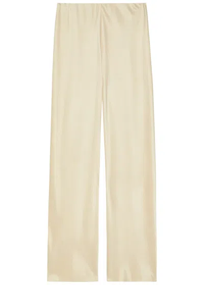 Vince Fluid Straight-leg Satin Trousers In Brown
