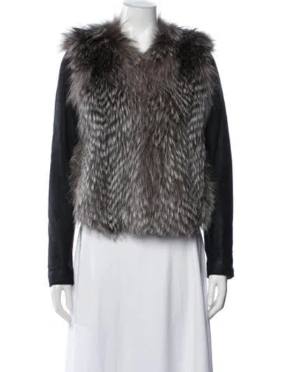 Pre-owned Vince Fox Faux Fur Jacket In Black