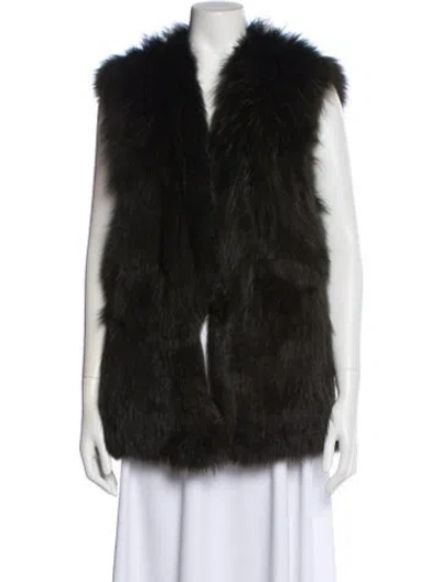 Pre-owned Vince Fox Fur Jacket In Black