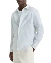 Vince French Regular Fit Striped Shirt In Emerald Green/optic White