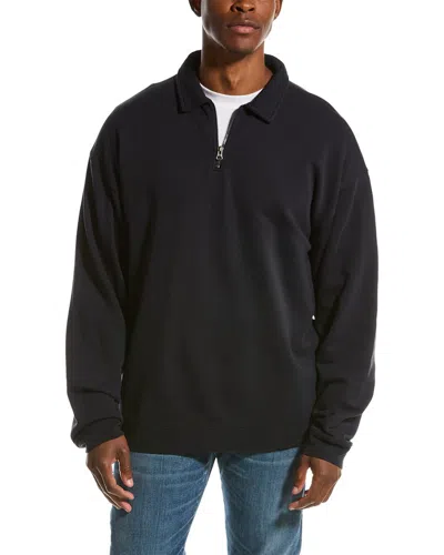 Vince Zip-detail Cotton Sweatshirt In Black