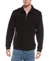 Vince French Terry 1/4-zip Pullover In Black