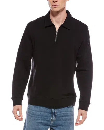 Vince French Terry 1/4-zip Pullover In Black