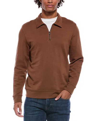 Vince French Terry 1/4-zip Pullover In Brown