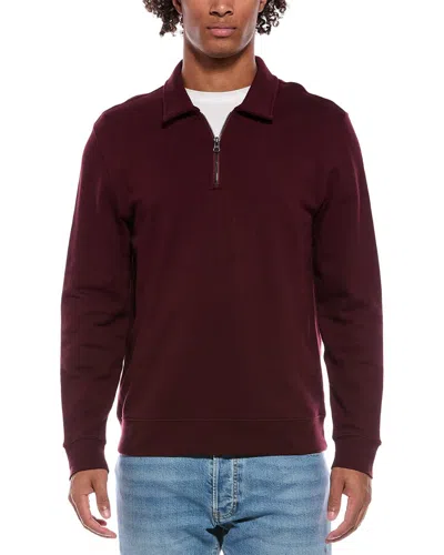 Vince French Terry 1/4-zip Pullover In Burgundy