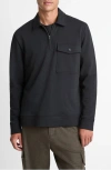Vince French Terry Quarter Zip Pullover In Black