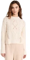 Vince Wool Fringe-trim Cable-knit Sweater In Cream