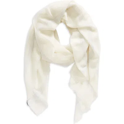 Vince Fringe Cashmere Scarf In White